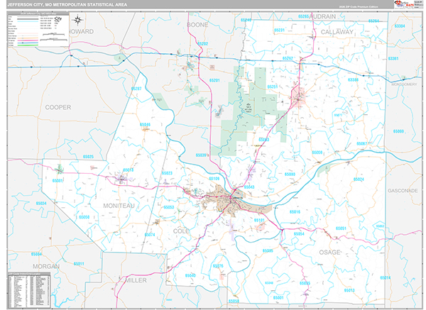 Jefferson City Metro Area Wall Map